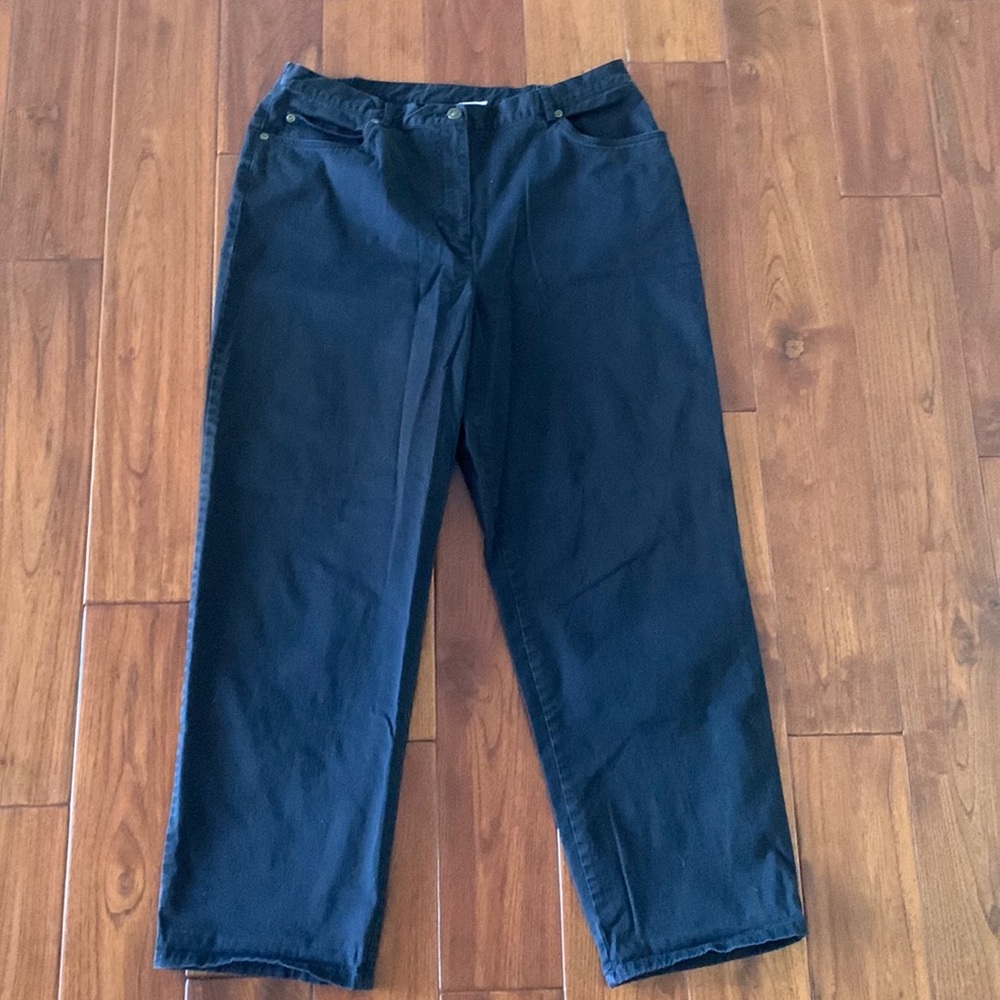 Ruby Rd Black Pants sz 14 Soft Stretch Denim Cotton Blend 5 pocket elastic panel